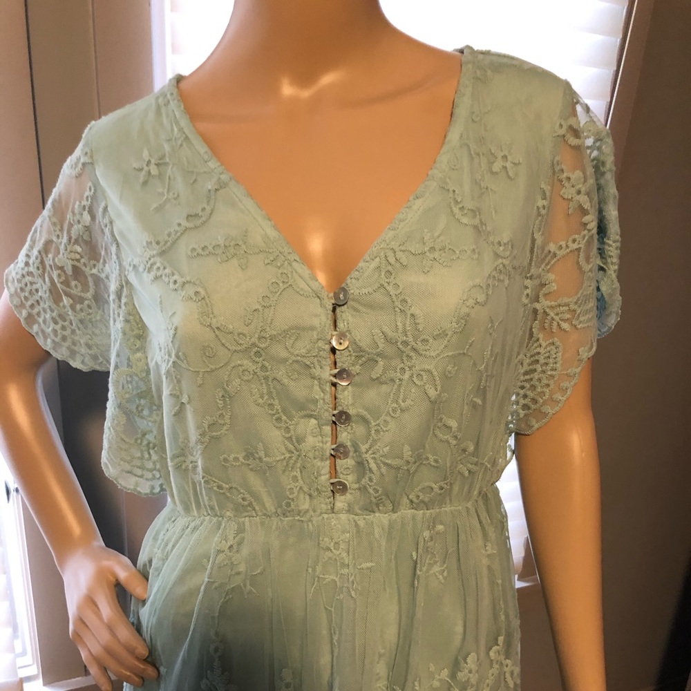 Beautiful,  never worn, sage green, lace shirt